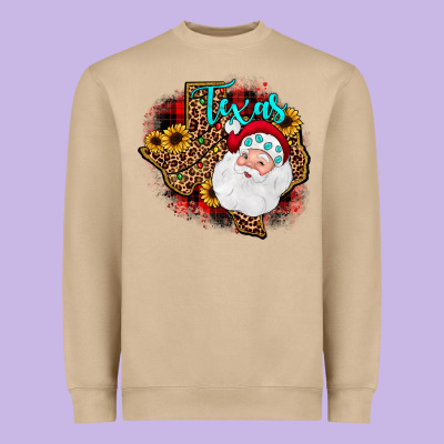 Santa Texas Map Heavyweight Sweatshirt Designed By Jahusdesignshop