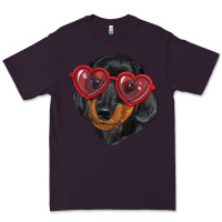 Plum dachshund with love glasses Premium Tee - RanaPortraitStore