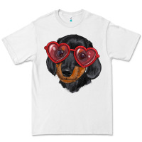 White dachshund with love glasses Premium Tee - RanaPortraitStore