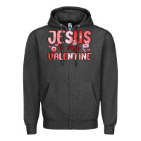 Charcoal Heather jesus is my valentine Zipper Hoodie - MaliasSmallBusiness