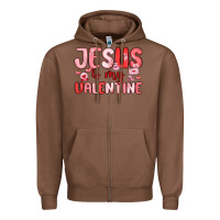 Chestnut jesus is my valentine Zipper Hoodie - MaliasSmallBusiness