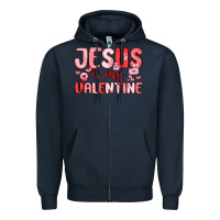Navy jesus is my valentine Zipper Hoodie - MaliasSmallBusiness