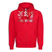 Red jesus is my valentine Zipper Hoodie - MaliasSmallBusiness