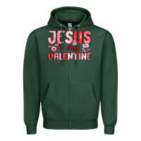Sports Green jesus is my valentine Zipper Hoodie - MaliasSmallBusiness