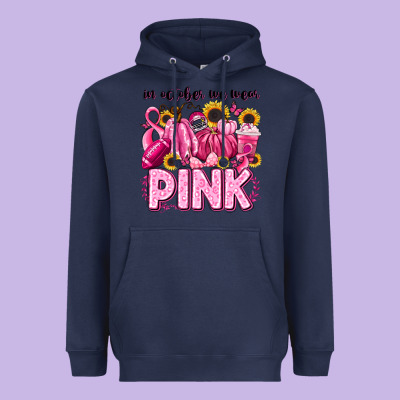 In October We Wear Pink Football Heavyweight Hoodie Designed By Lillyallendesigns