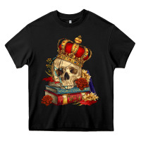 Black Skull With Crown Heavy Core Tee - RanaPortraitStore