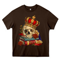 Chocolate Brown Skull With Crown Heavy Core Tee - RanaPortraitStore