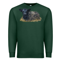Sports Green Black Angus Calf Illustrations Premium Sweatshirt - LillyAllenDesigns