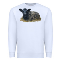 White Black Angus Calf Illustrations Premium Sweatshirt - LillyAllenDesigns