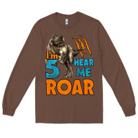 Chestnut i'm five hear me roar dinosaur birthday Long Sleeve Tee - LillyAllenDesigns