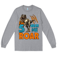 Heather Grey i'm five hear me roar dinosaur birthday Long Sleeve Tee - LillyAllenDesigns
