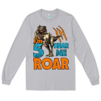 Moon Dust i'm five hear me roar dinosaur birthday Long Sleeve Tee - LillyAllenDesigns