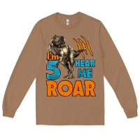 Toasted Coconut i'm five hear me roar dinosaur birthday Long Sleeve Tee - LillyAllenDesigns