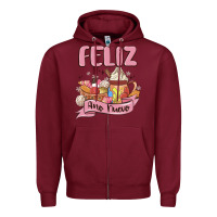 Burgundy mexican new year Zipper Hoodie - MaliasSmallBusiness