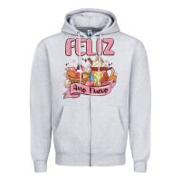 Heather Grey mexican new year Zipper Hoodie - MaliasSmallBusiness