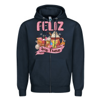Navy mexican new year Zipper Hoodie - MaliasSmallBusiness