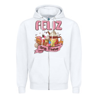 White mexican new year Zipper Hoodie - MaliasSmallBusiness