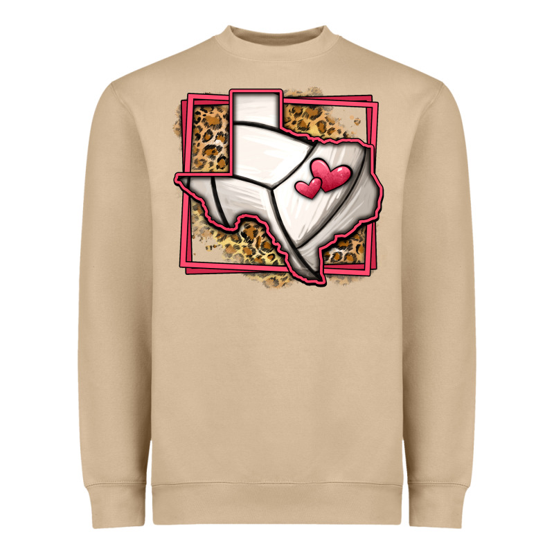 Leopard Volleyball Texas Map Heavyweight Sweatshirt by Jasminsmagicworld | Teevron