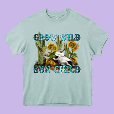 Grow Wild Sun Child Tbw Heavy Core Tee Designed By Texasbilliewilder