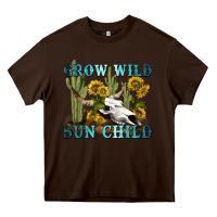 Chocolate Brown grow wild sun child tbw Heavy Core Tee - texasbilliewilder