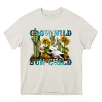 Cream grow wild sun child tbw Heavy Core Tee - texasbilliewilder