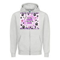Dove Grey hold my drink i gotta pet this dog Zipper Hoodie - MaliasSmallBusiness