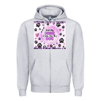 Heather Grey hold my drink i gotta pet this dog Zipper Hoodie - MaliasSmallBusiness
