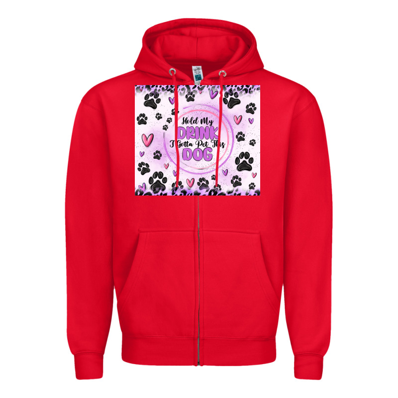 Hold My Drink I Gotta Pet This Dog Zipper Hoodie by MaliasSmallBusiness | Teevron
