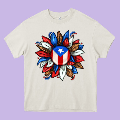Puerto Rico Sunflower Heavy Core Tee Designed By Texasbilliewilder