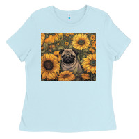 Baby Blue pug Ladies Tee - Unal Design