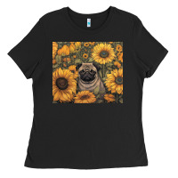 Black pug Ladies Tee - Unal Design
