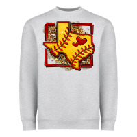 Heather Grey leopard softball texas map Heavyweight Sweatshirt - Jasminsmagicworld