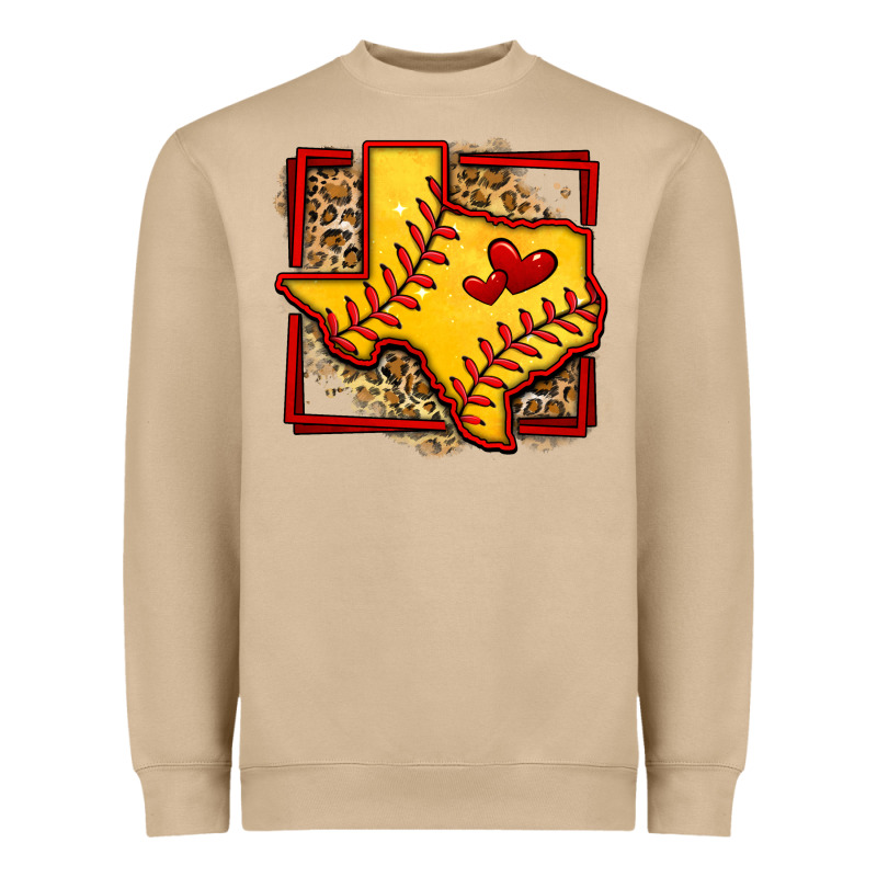 Leopard Softball Texas Map Heavyweight Sweatshirt by Jasminsmagicworld | Teevron