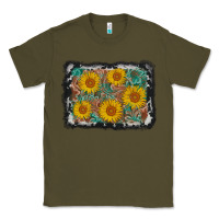 Army Green leather sunflower background Classic Tee - AdoDesignShop