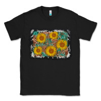 Black leather sunflower background Classic Tee - AdoDesignShop