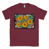 Burgundy leather sunflower background Classic Tee - AdoDesignShop