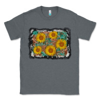 Charcoal Heather leather sunflower background Classic Tee - AdoDesignShop
