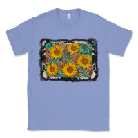 Colony Blue leather sunflower background Classic Tee - AdoDesignShop
