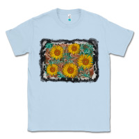 Dusty Blue leather sunflower background Classic Tee - AdoDesignShop