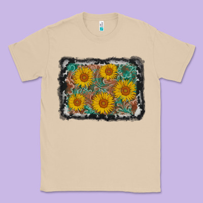 Leather Sunflower Background Classic Tee Designed By Adodesignshop