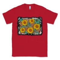 Red leather sunflower background Classic Tee - AdoDesignShop