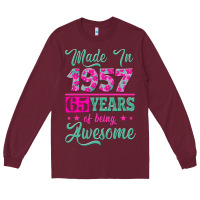 Burgundy made in 1957, 65 years of being awesome kopya Long Sleeve Tee - Jasminsmagicworld
