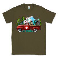 Army Green lvn nurse truck with cactus and sunflowers Classic Tee - AdoDesignShop