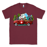 Burgundy lvn nurse truck with cactus and sunflowers Classic Tee - AdoDesignShop