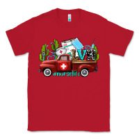 Red lvn nurse truck with cactus and sunflowers Classic Tee - AdoDesignShop