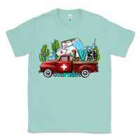 Seafoam lvn nurse truck with cactus and sunflowers Classic Tee - AdoDesignShop