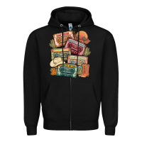 Black country cassette tapes Zipper Hoodie - MaliasSmallBusiness