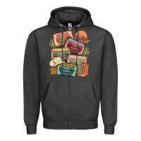 Charcoal Heather country cassette tapes Zipper Hoodie - MaliasSmallBusiness