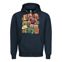 Navy country cassette tapes Zipper Hoodie - MaliasSmallBusiness