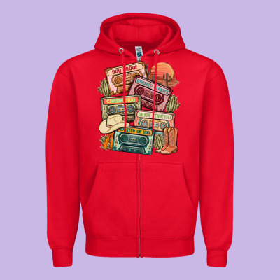 Country Cassette Tapes Zipper Hoodie Designed By Maliassmallbusiness